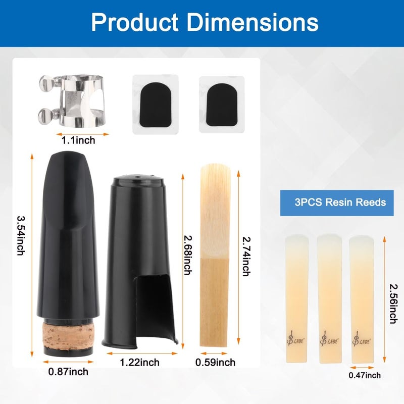 Fiozinx Bb Clarinet Mouthpiece Kit, Clarinet Mouthpiece with Ligature, Reeds 2.5 and Ligature Plastic Cap for Beginners - Image 4